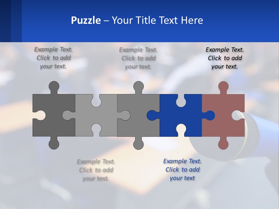 A Microphone In Front Of A Lecture Hall Full Of People PowerPoint Template