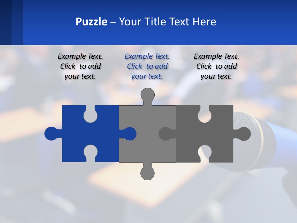 A Microphone In Front Of A Lecture Hall Full Of People PowerPoint Template