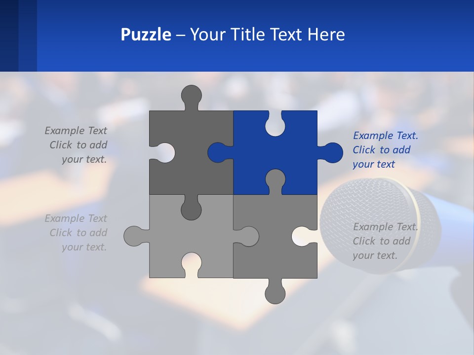 A Microphone In Front Of A Lecture Hall Full Of People PowerPoint Template