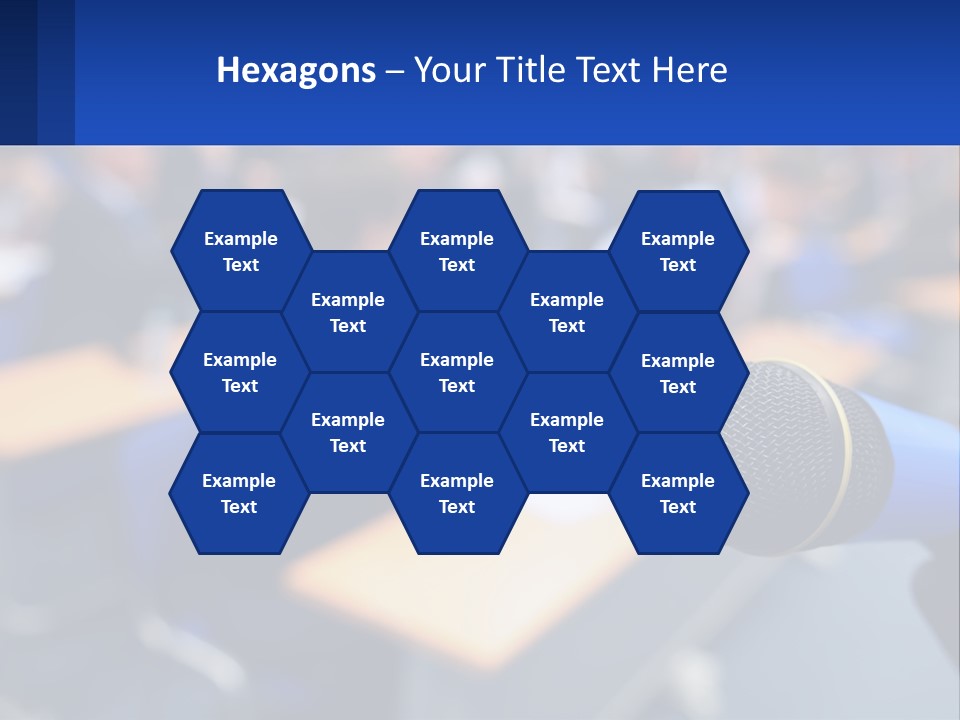 A Microphone In Front Of A Lecture Hall Full Of People PowerPoint Template