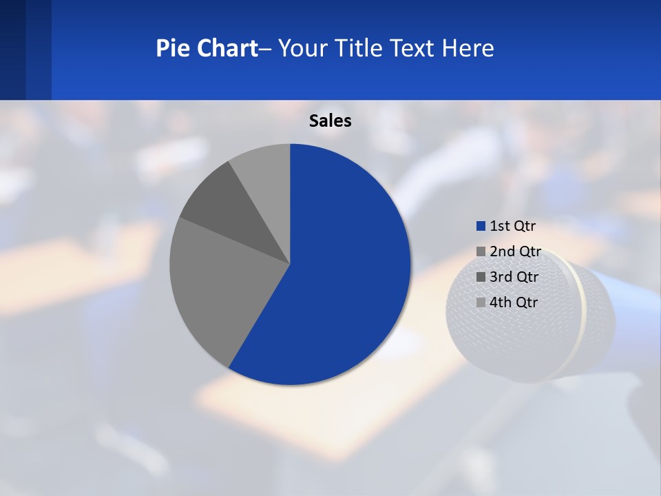 A Microphone In Front Of A Lecture Hall Full Of People PowerPoint Template