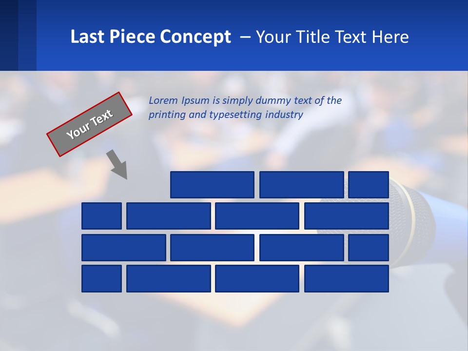 A Microphone In Front Of A Lecture Hall Full Of People PowerPoint Template