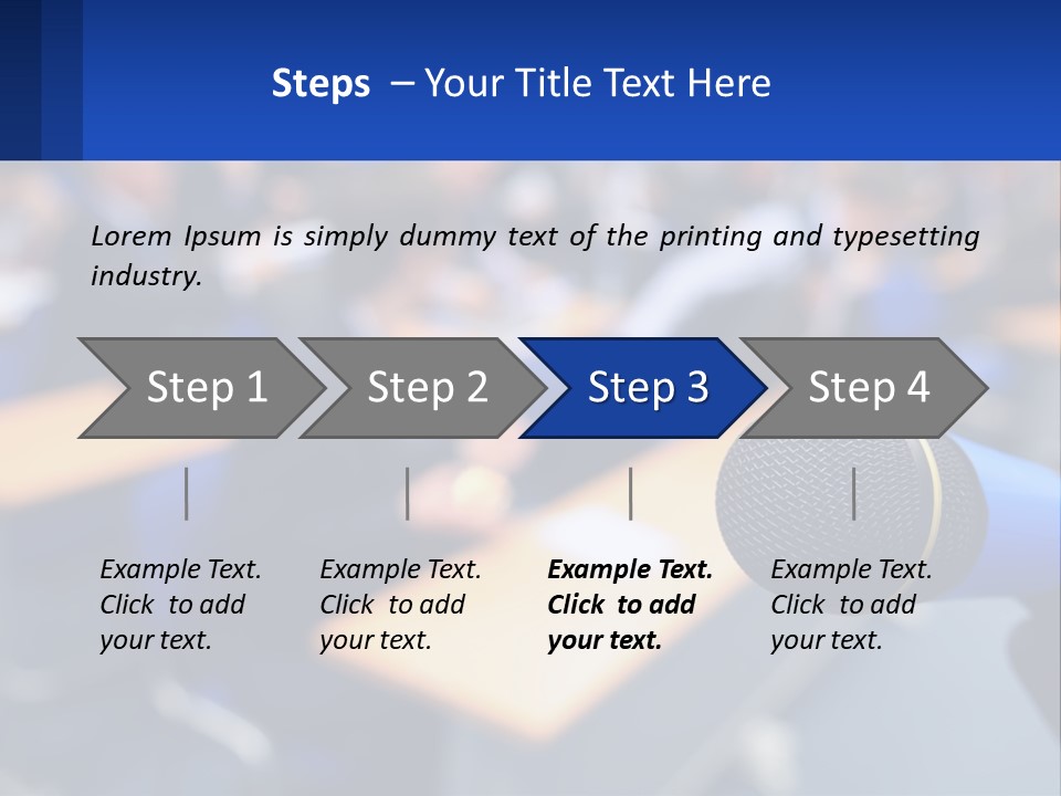 A Microphone In Front Of A Lecture Hall Full Of People PowerPoint Template