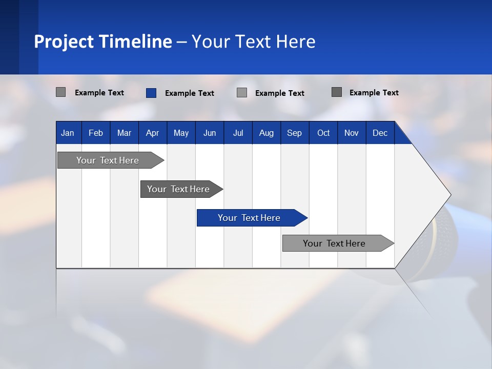 A Microphone In Front Of A Lecture Hall Full Of People PowerPoint Template