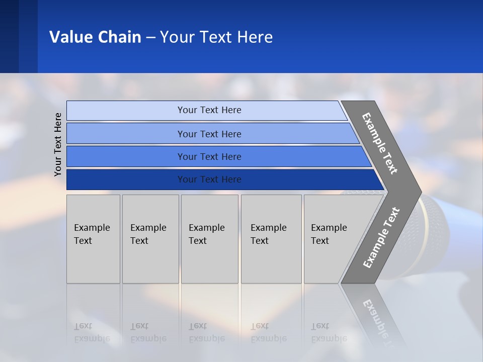 A Microphone In Front Of A Lecture Hall Full Of People PowerPoint Template