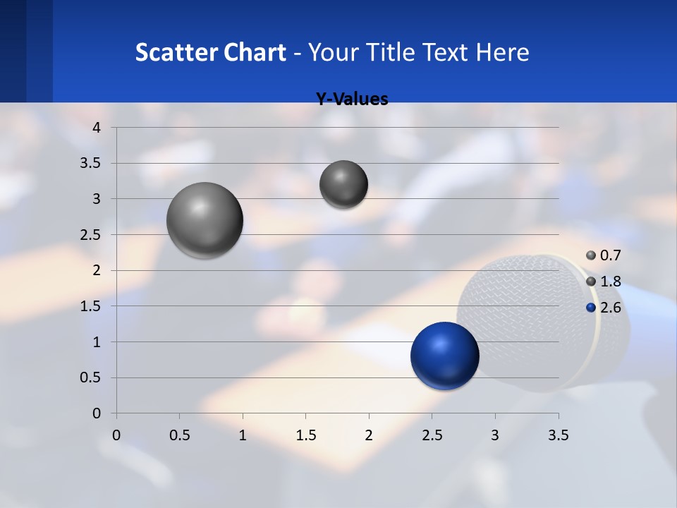 A Microphone In Front Of A Lecture Hall Full Of People PowerPoint Template