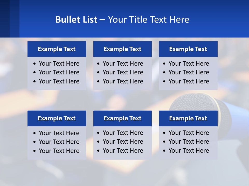 A Microphone In Front Of A Lecture Hall Full Of People PowerPoint Template