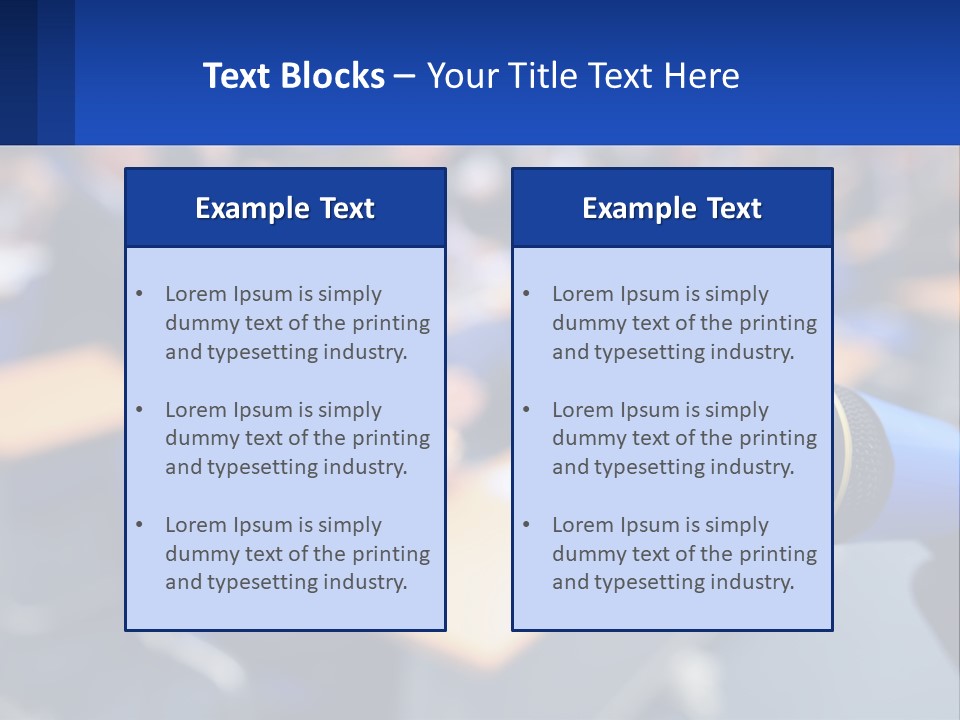 A Microphone In Front Of A Lecture Hall Full Of People PowerPoint Template