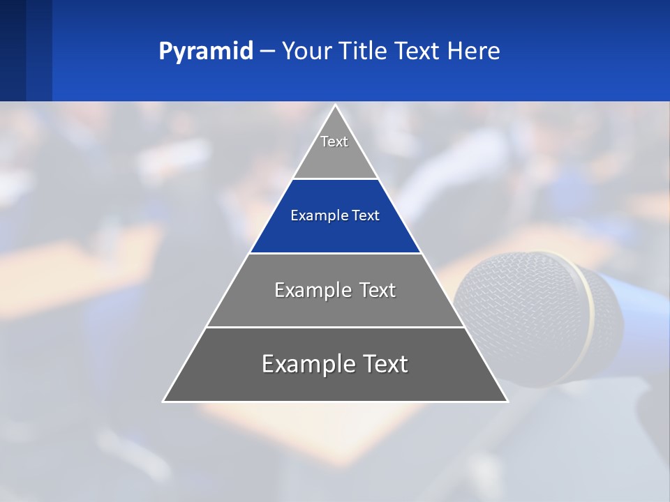 A Microphone In Front Of A Lecture Hall Full Of People PowerPoint Template