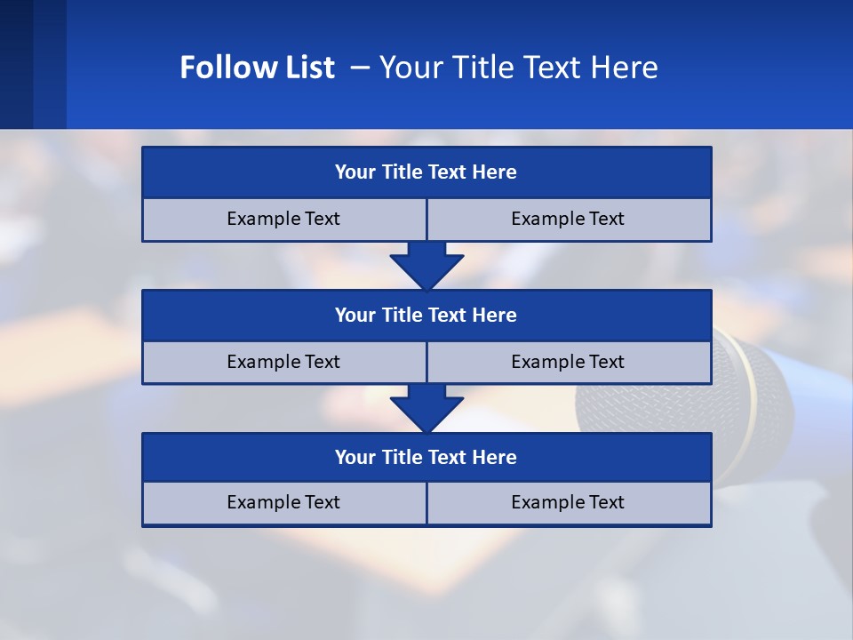 A Microphone In Front Of A Lecture Hall Full Of People PowerPoint Template