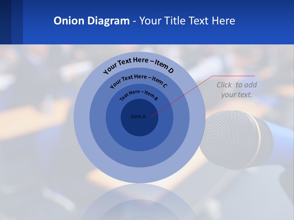 A Microphone In Front Of A Lecture Hall Full Of People PowerPoint Template