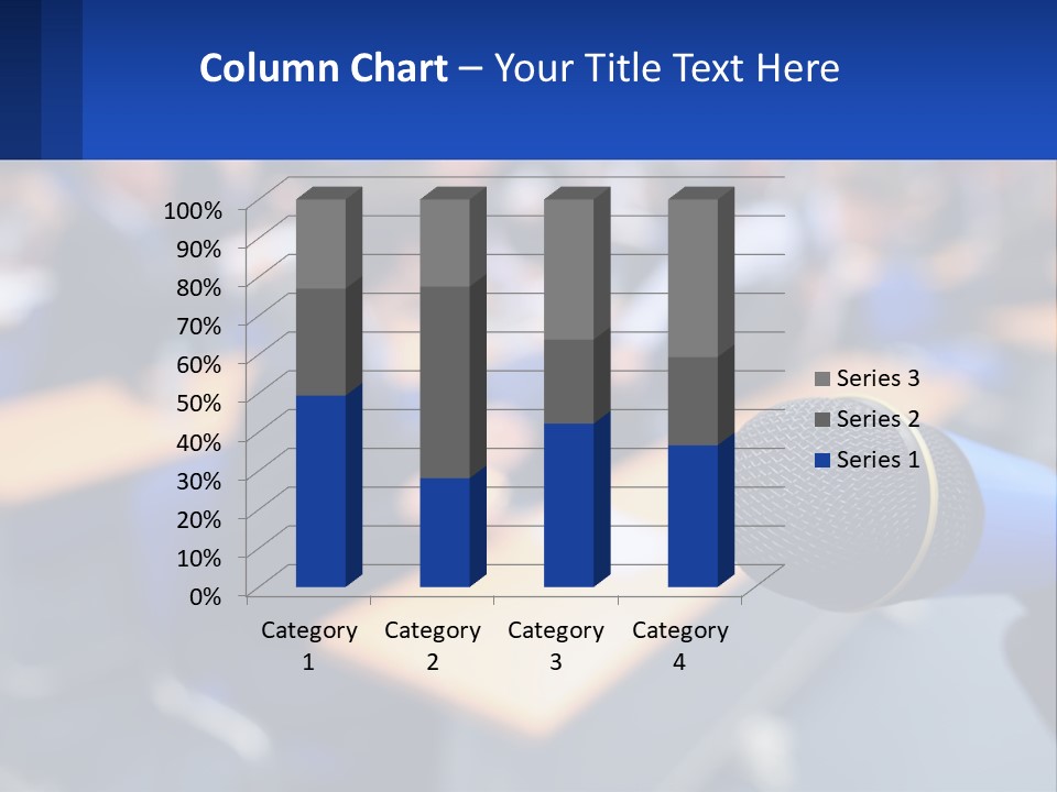 A Microphone In Front Of A Lecture Hall Full Of People PowerPoint Template