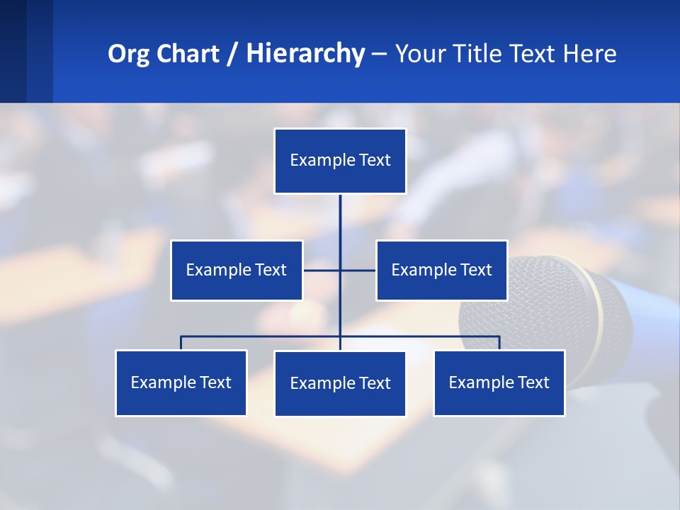 A Microphone In Front Of A Lecture Hall Full Of People PowerPoint Template