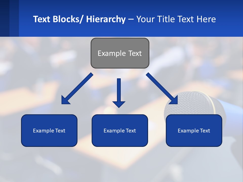 A Microphone In Front Of A Lecture Hall Full Of People PowerPoint Template