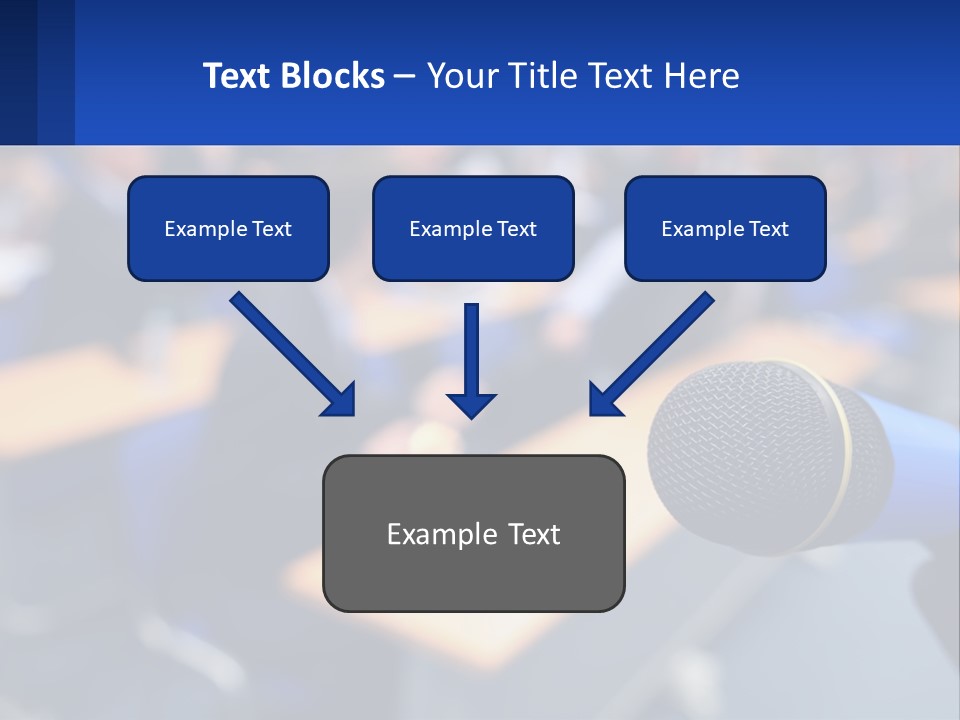 A Microphone In Front Of A Lecture Hall Full Of People PowerPoint Template