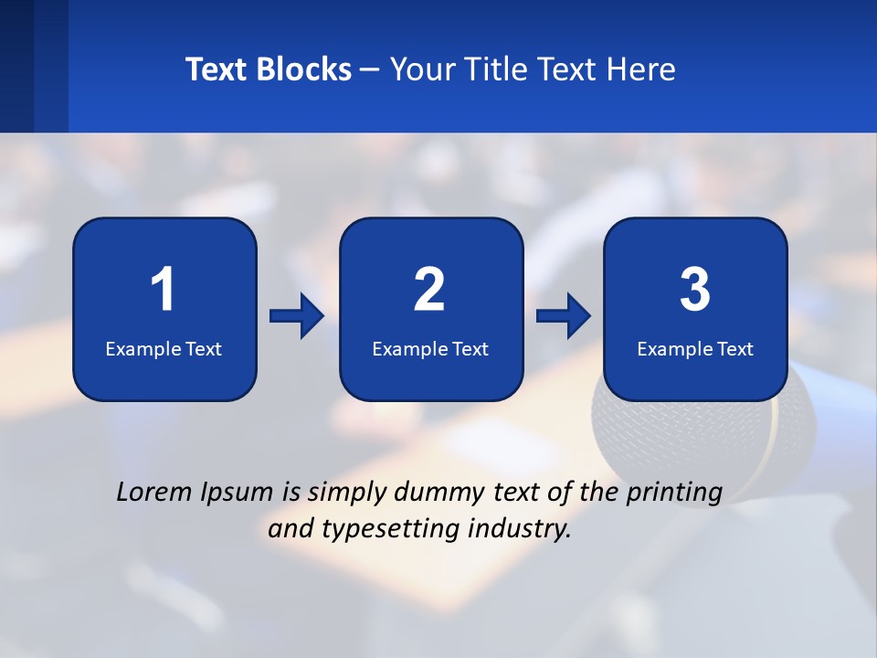 A Microphone In Front Of A Lecture Hall Full Of People PowerPoint Template