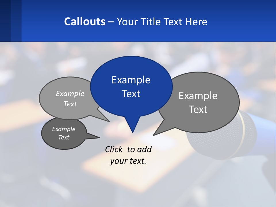 A Microphone In Front Of A Lecture Hall Full Of People PowerPoint Template