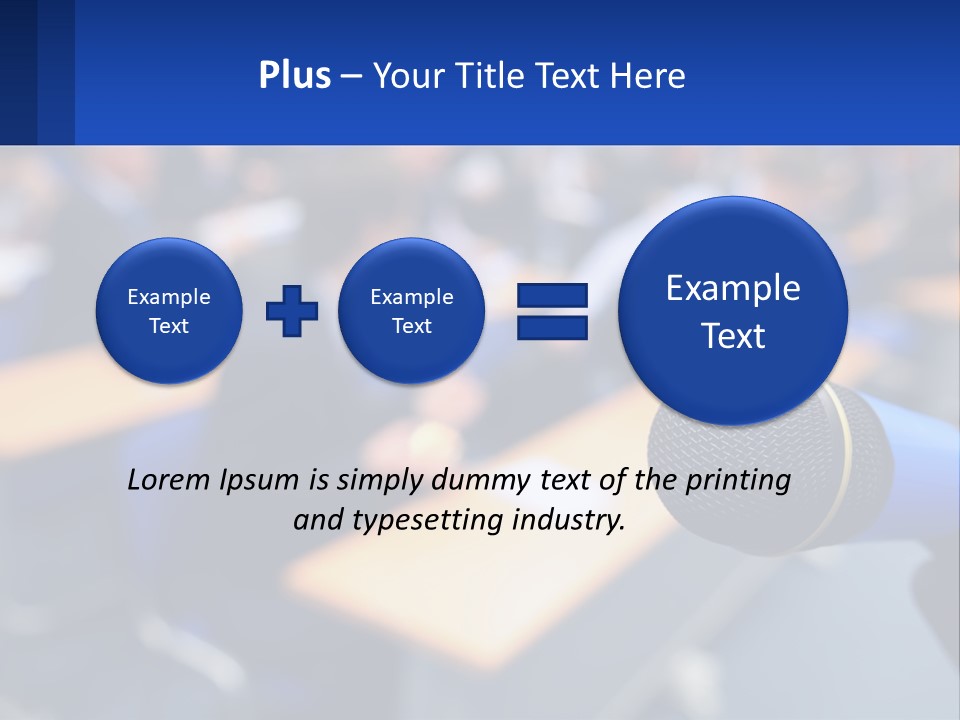 A Microphone In Front Of A Lecture Hall Full Of People PowerPoint Template