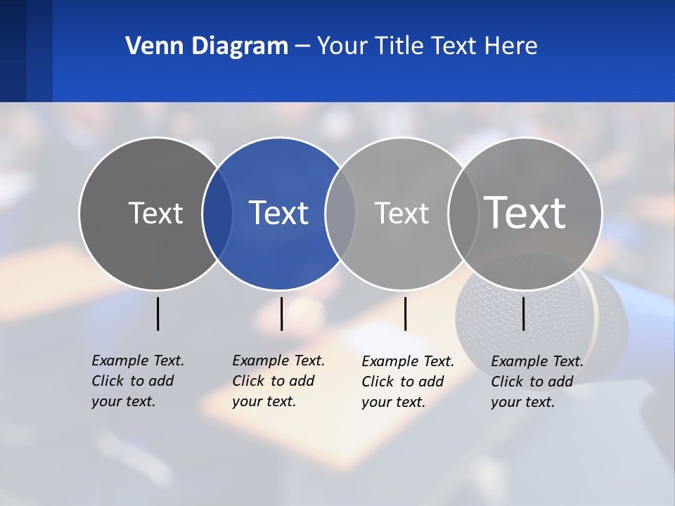 A Microphone In Front Of A Lecture Hall Full Of People PowerPoint Template