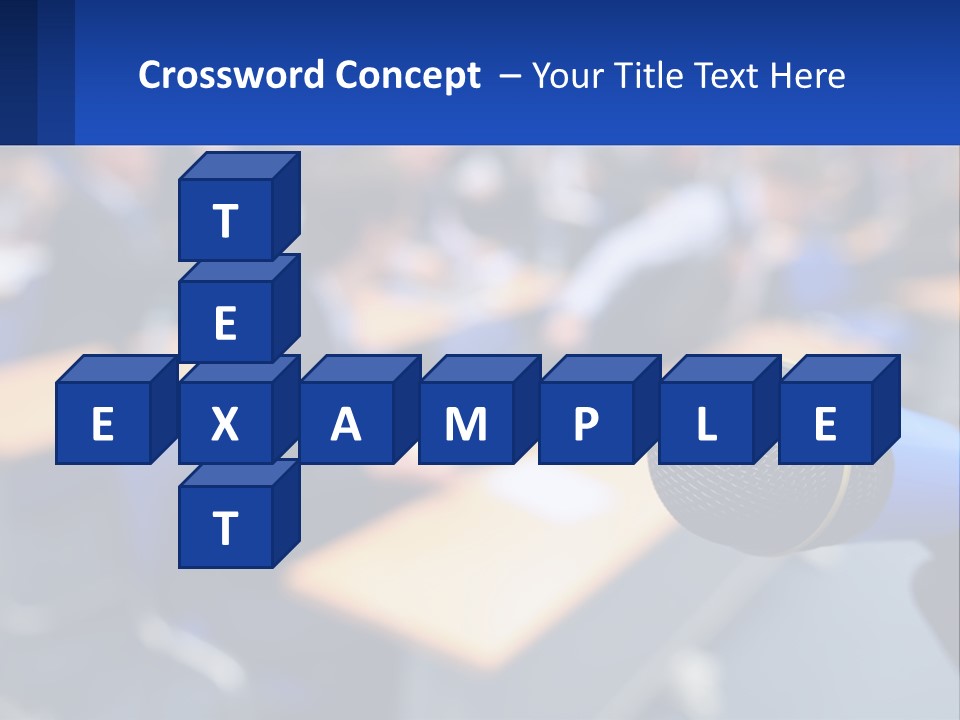 A Microphone In Front Of A Lecture Hall Full Of People PowerPoint Template