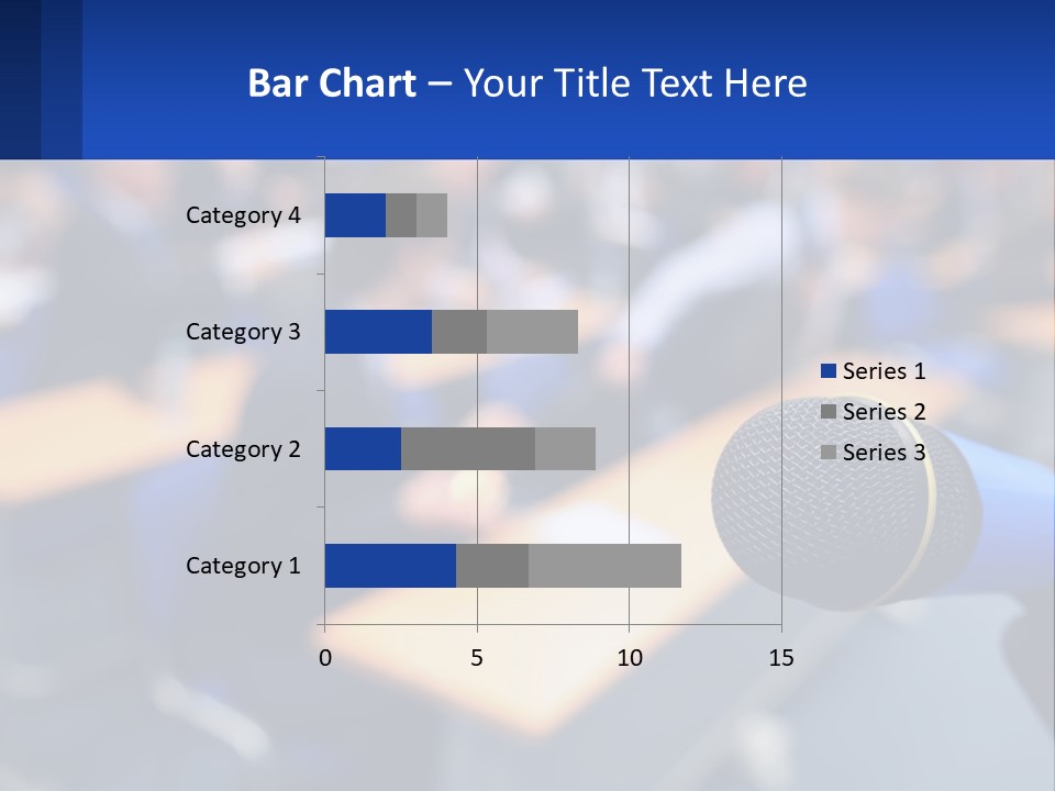 A Microphone In Front Of A Lecture Hall Full Of People PowerPoint Template