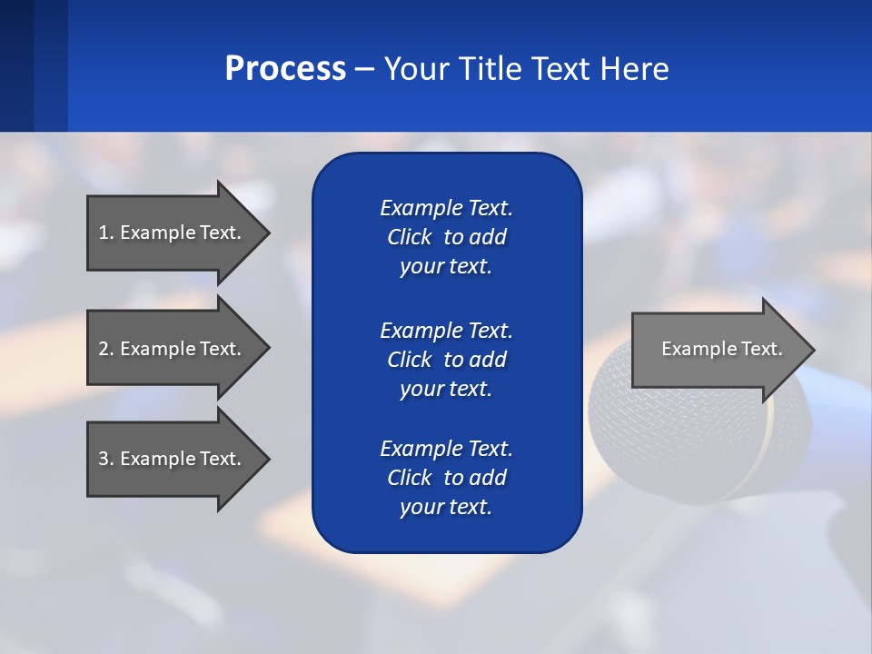 A Microphone In Front Of A Lecture Hall Full Of People PowerPoint Template