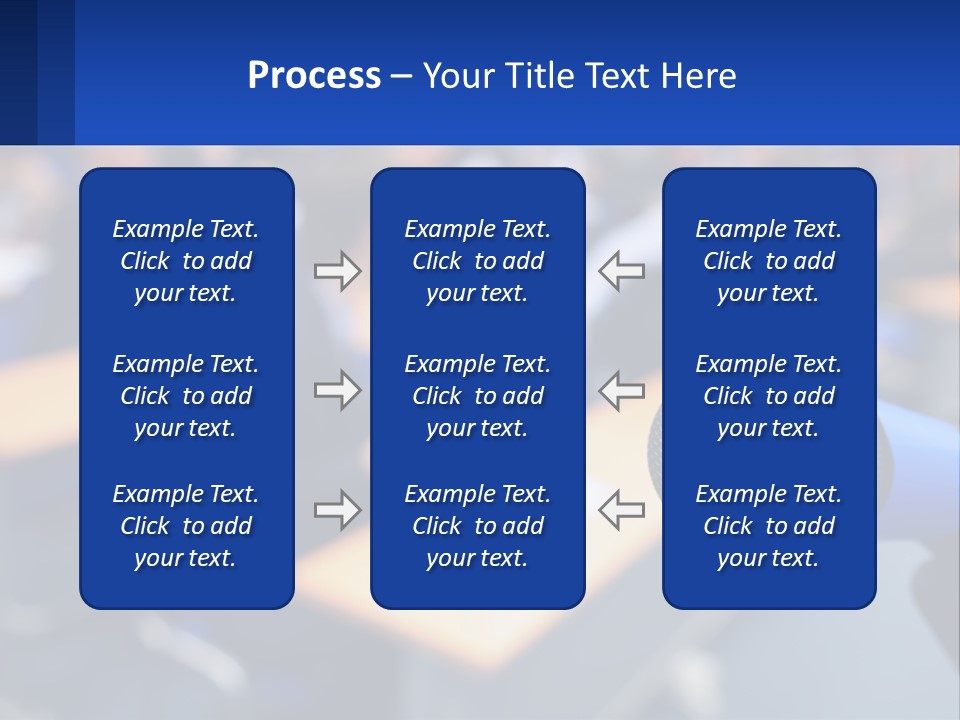A Microphone In Front Of A Lecture Hall Full Of People PowerPoint Template
