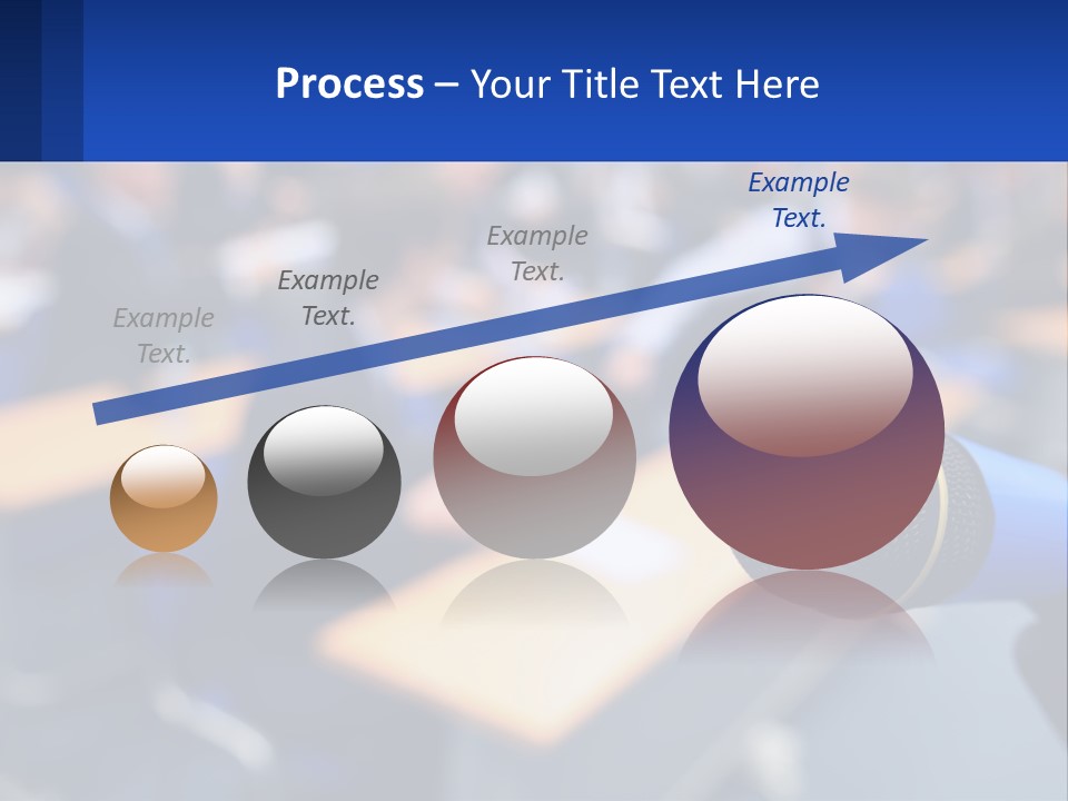 A Microphone In Front Of A Lecture Hall Full Of People PowerPoint Template