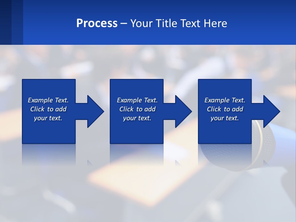 A Microphone In Front Of A Lecture Hall Full Of People PowerPoint Template