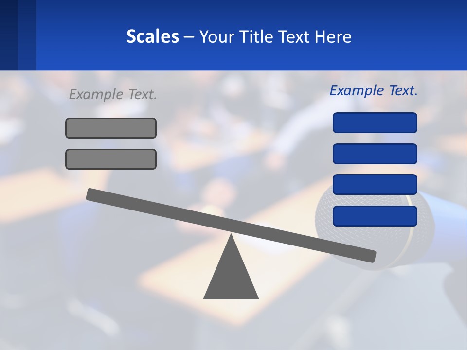 A Microphone In Front Of A Lecture Hall Full Of People PowerPoint Template