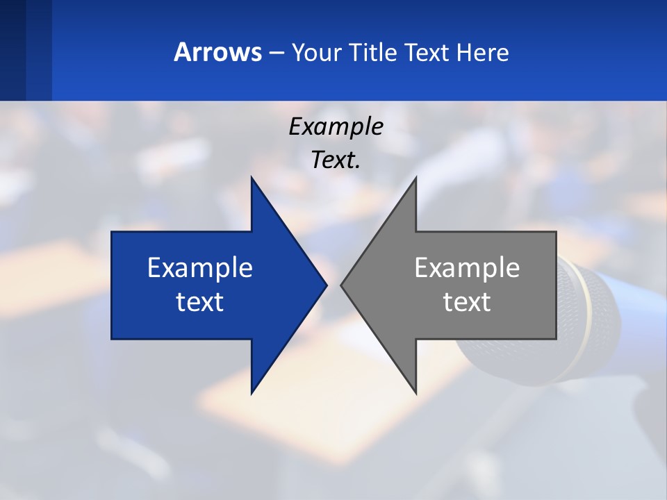 A Microphone In Front Of A Lecture Hall Full Of People PowerPoint Template