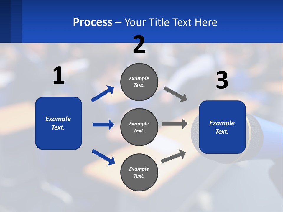 A Microphone In Front Of A Lecture Hall Full Of People PowerPoint Template