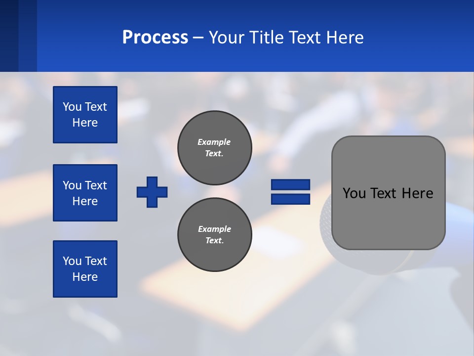 A Microphone In Front Of A Lecture Hall Full Of People PowerPoint Template