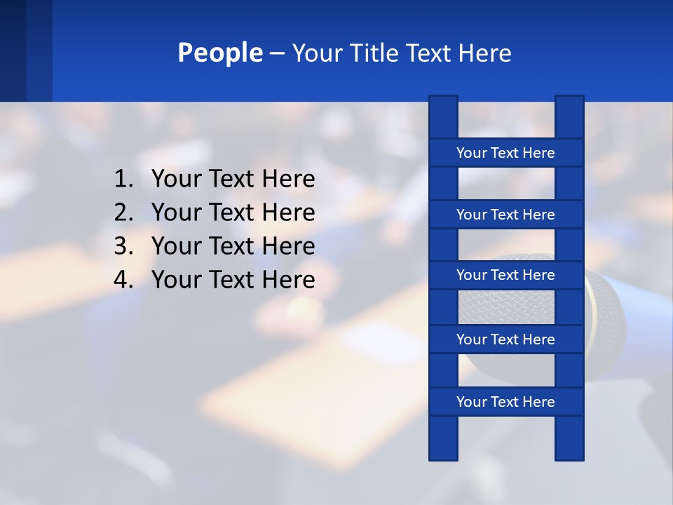 A Microphone In Front Of A Lecture Hall Full Of People PowerPoint Template