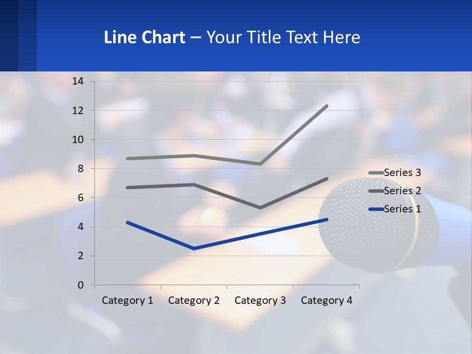 A Microphone In Front Of A Lecture Hall Full Of People PowerPoint Template