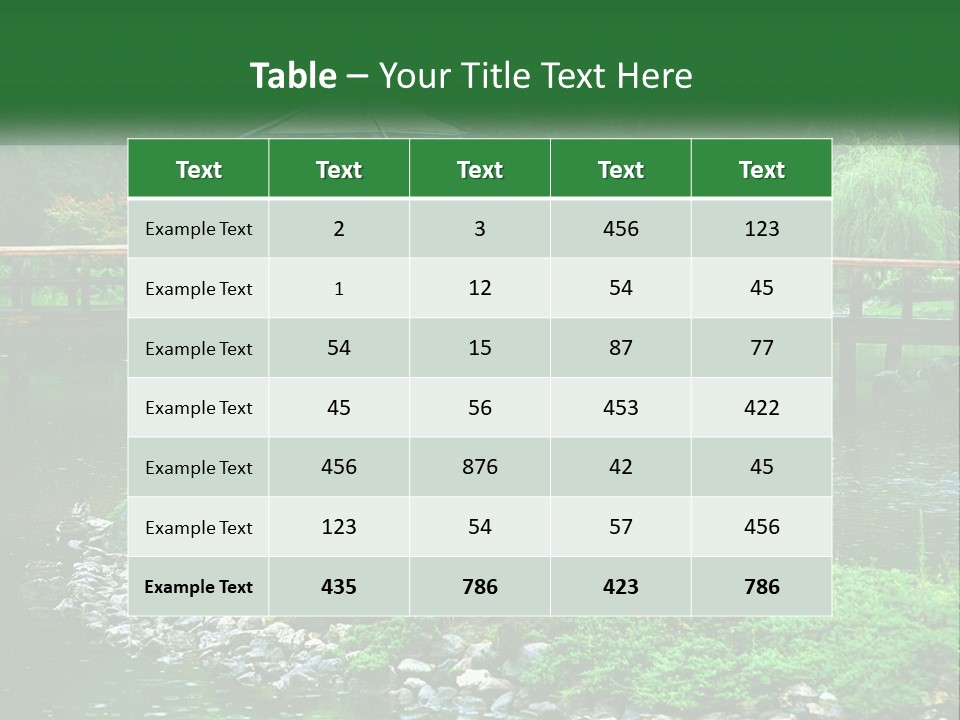 A Wooden Bridge Over A Pond With Rocks And Trees In The Background PowerPoint Template
