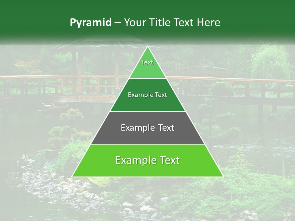 A Wooden Bridge Over A Pond With Rocks And Trees In The Background PowerPoint Template