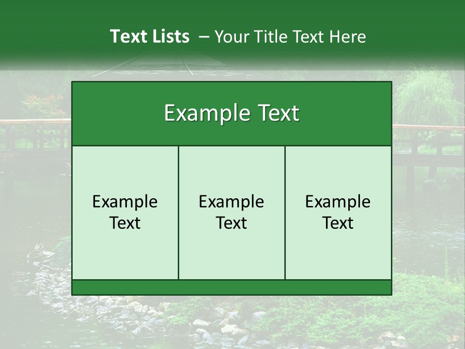 A Wooden Bridge Over A Pond With Rocks And Trees In The Background PowerPoint Template