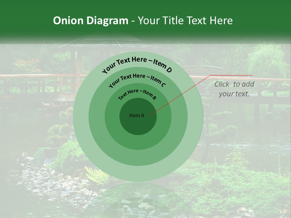 A Wooden Bridge Over A Pond With Rocks And Trees In The Background PowerPoint Template