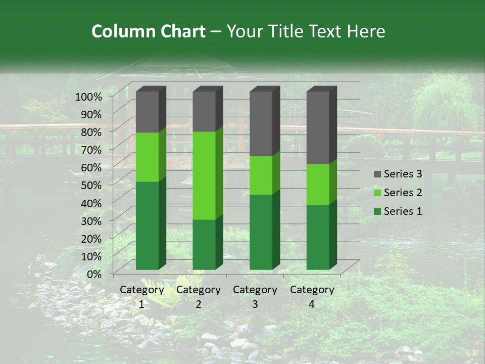 A Wooden Bridge Over A Pond With Rocks And Trees In The Background PowerPoint Template