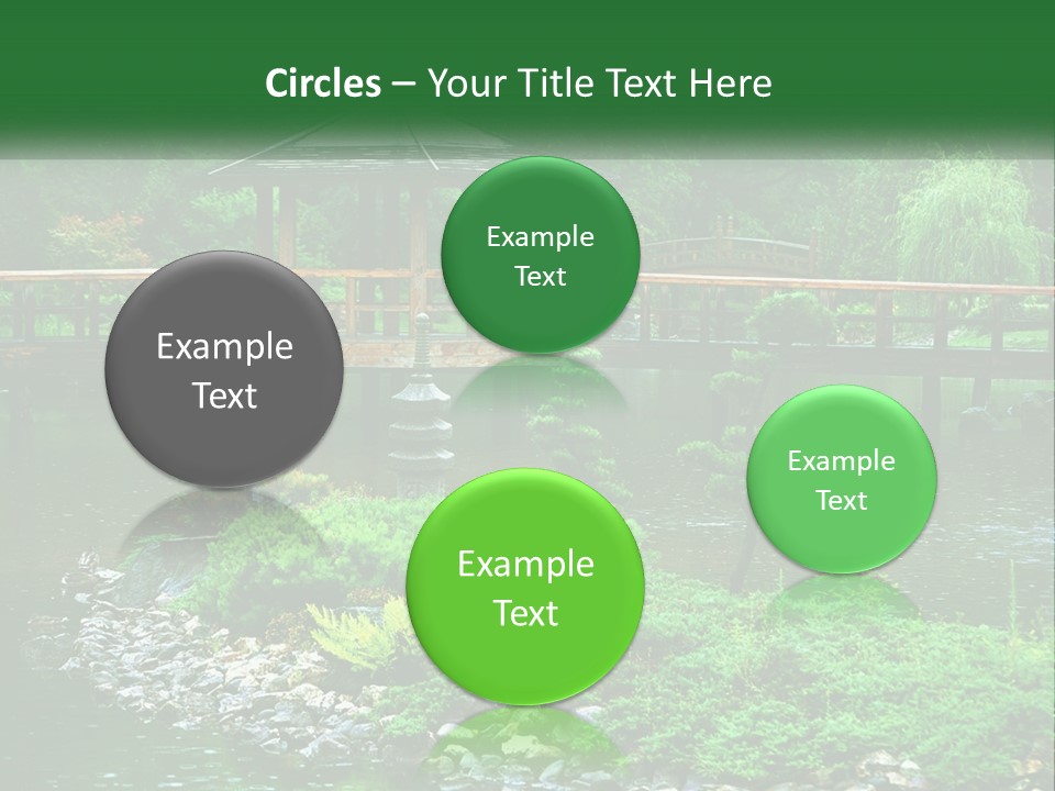 A Wooden Bridge Over A Pond With Rocks And Trees In The Background PowerPoint Template