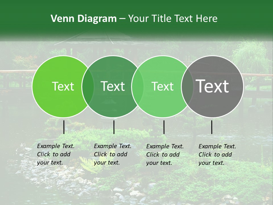 A Wooden Bridge Over A Pond With Rocks And Trees In The Background PowerPoint Template