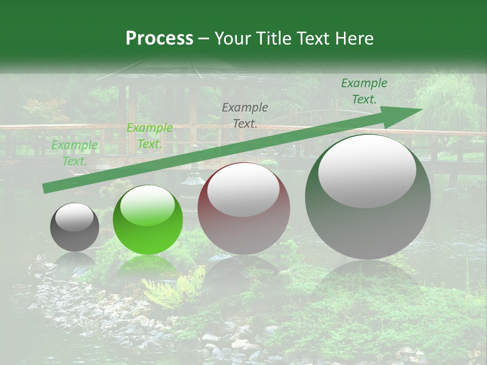 A Wooden Bridge Over A Pond With Rocks And Trees In The Background PowerPoint Template