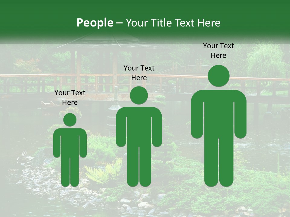 A Wooden Bridge Over A Pond With Rocks And Trees In The Background PowerPoint Template