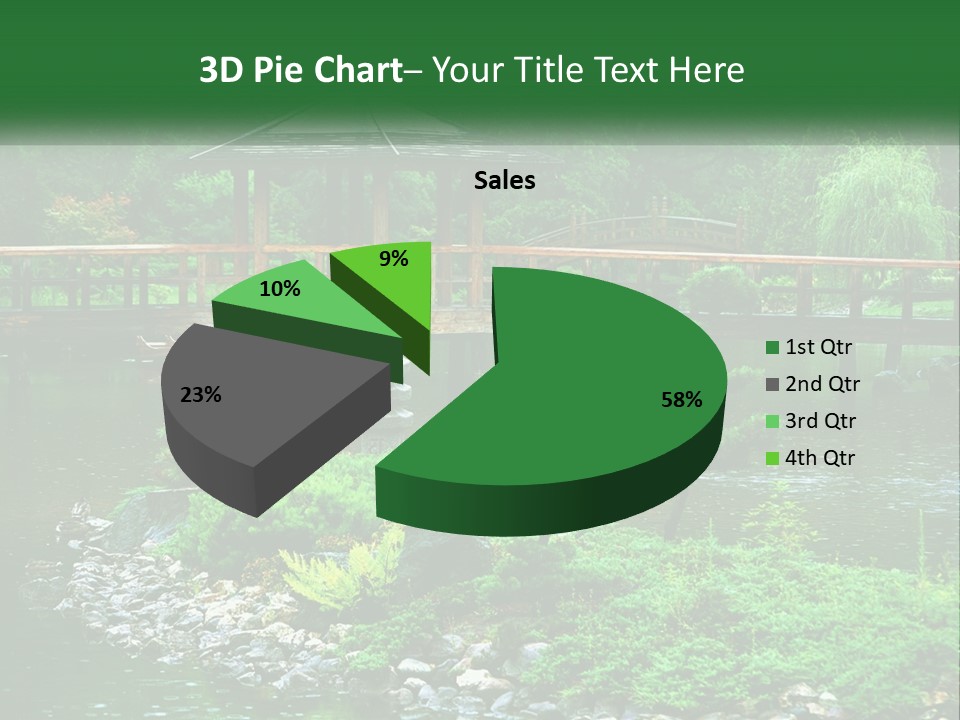 A Wooden Bridge Over A Pond With Rocks And Trees In The Background PowerPoint Template
