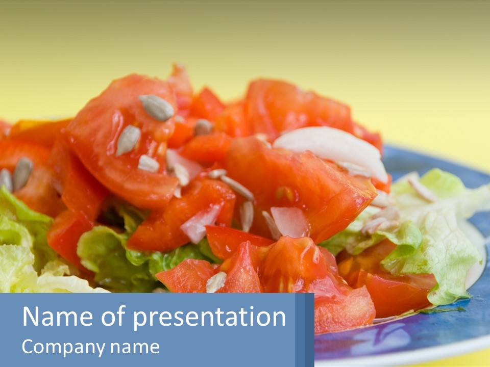 A Plate Of Food With Lettuce And Tomatoes On It PowerPoint Template