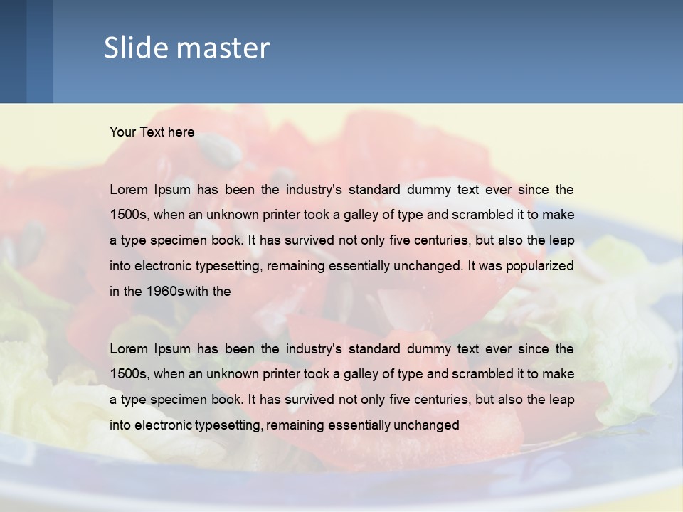 A Plate Of Food With Lettuce And Tomatoes On It PowerPoint Template