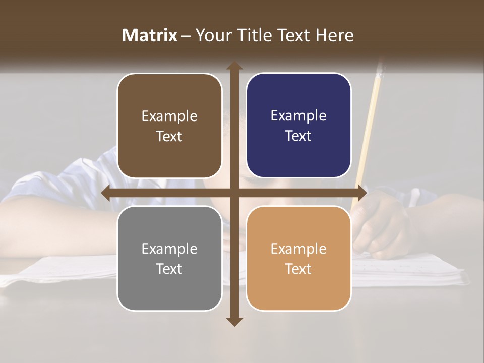 A Young Boy Writing On A Piece Of Paper With A Pencil PowerPoint Template
