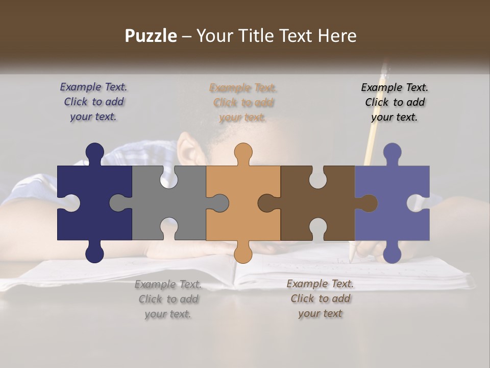 A Young Boy Writing On A Piece Of Paper With A Pencil PowerPoint Template