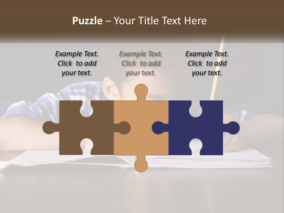 A Young Boy Writing On A Piece Of Paper With A Pencil PowerPoint Template